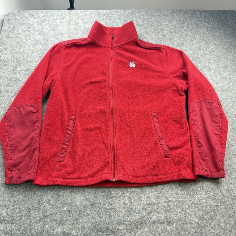 Chick Fil A Oobe Jacket Adult Large Red Fleece Employee Full Zip Uniform Team